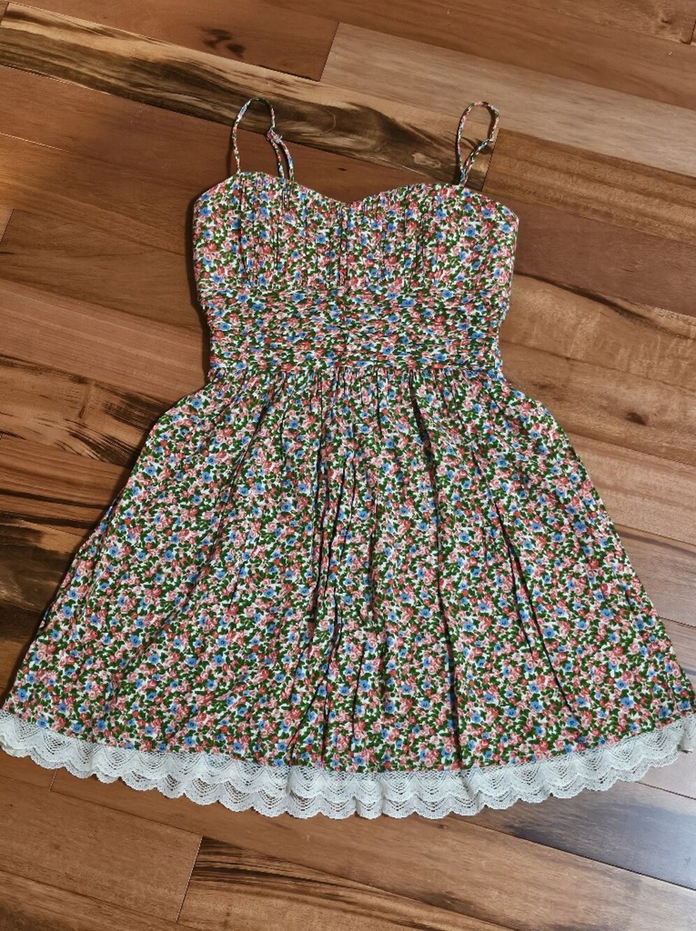 B. Smart Floral Smocked Sundress - Pink, Green & Blue Size 7/8 Juniors